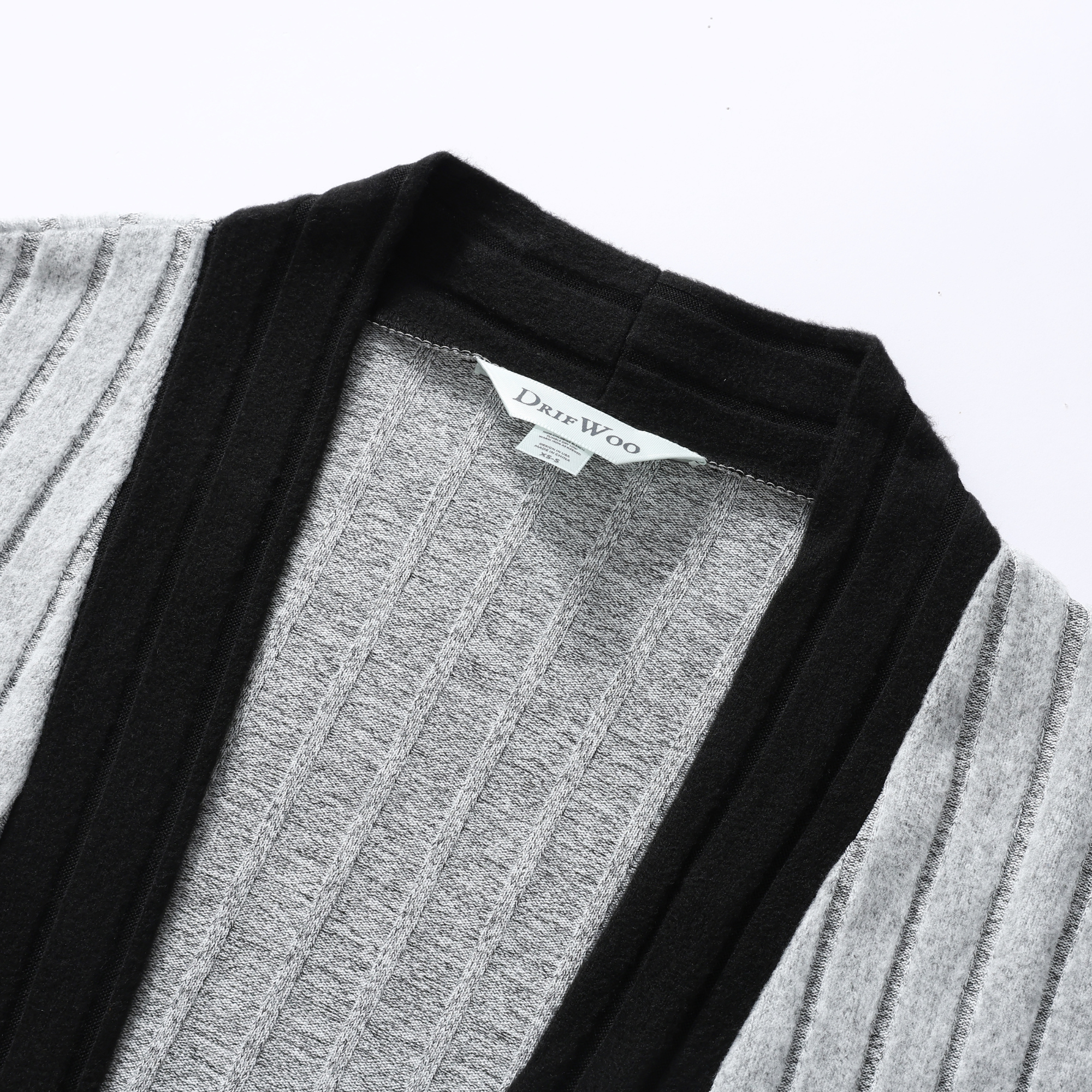 DrifWoo - Wholesale Robe - Women's - Ribbed Knit Lounge Robe with Contrast Trim – Cozy Elegance6