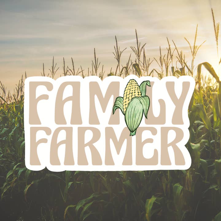 Retro Family Farmer Corn Sticker for wholesale by Cows and Crayons