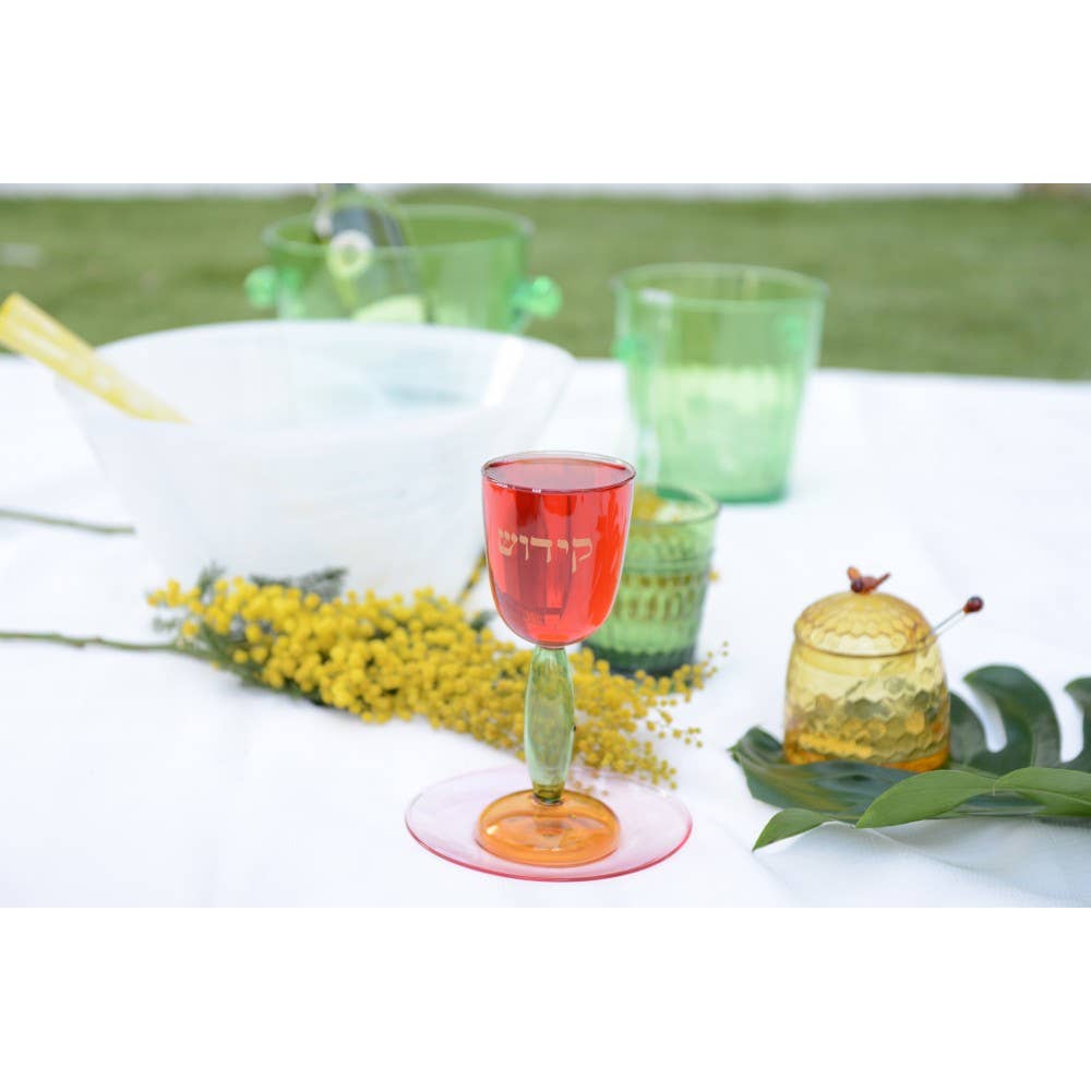 AULICA – Großhandel Weingläser – Kiddusch-Becher in 3 Farben mit rosa Untertasse2