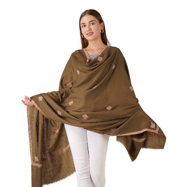 Beautifully Crafted Pashmina Shawl – Premium Quality - Brown and other Purchase Wholesale pashmina suit. Free Returns & Net 60 Terms on Faire trending on Faire.