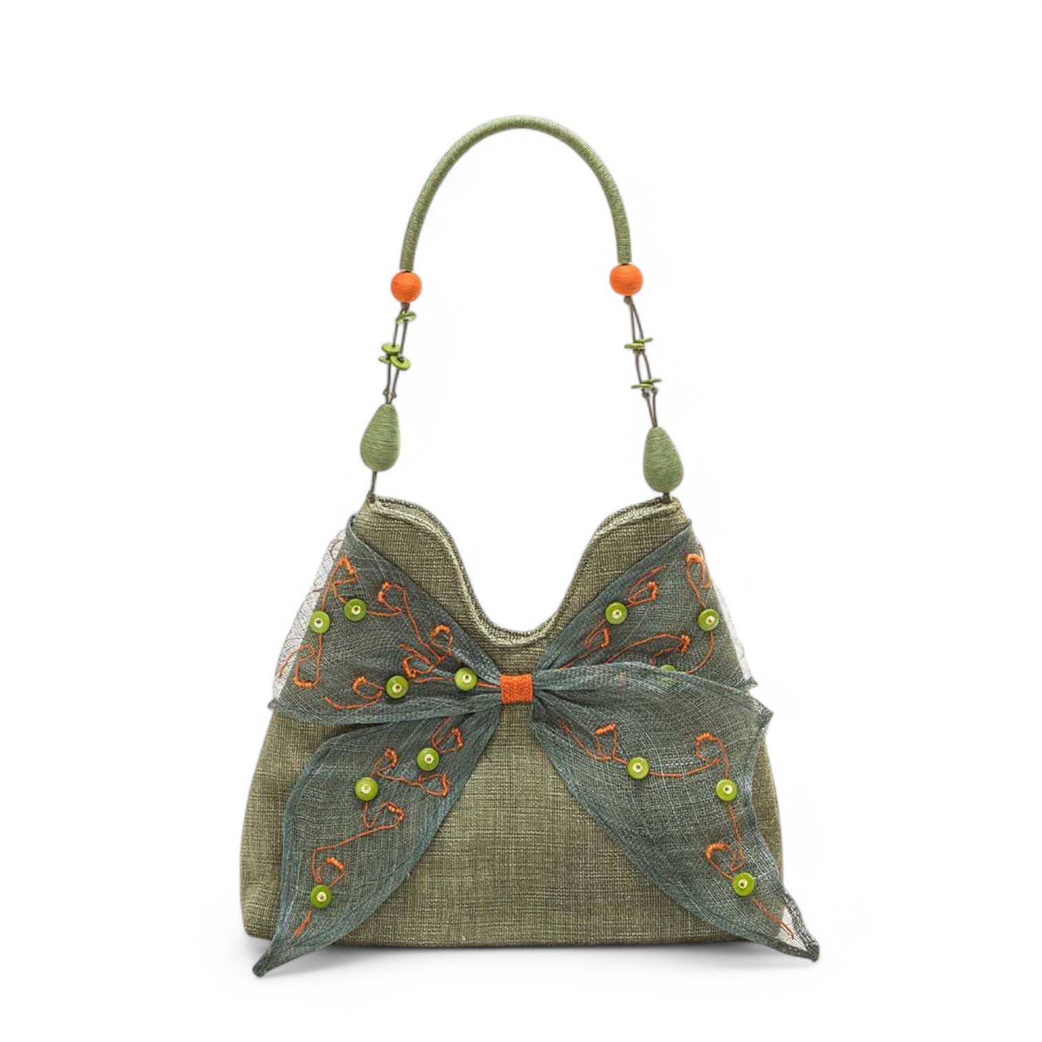 LA Jewelry Plaza - Wholesale Tote Bag - Women's - Mesh Bow Mix Media Handle Straw Tote1