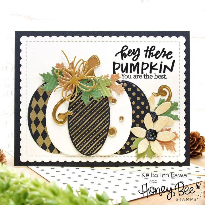 Honey Bee Stamps - Wholesale Stencil/Craft Die - Patchwork Pumpkin - Set of 2 - 6x6" Coordinating Stencils