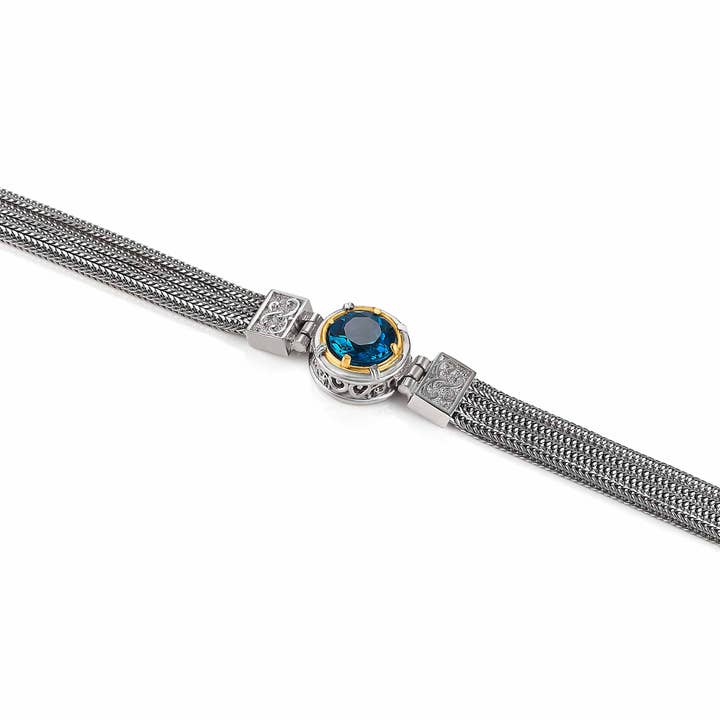 Pulseira de 4 fios com Topázio Redondo Azul Londres e Vermeil em Ouro 18k por atacado de Anatoli Jewelry