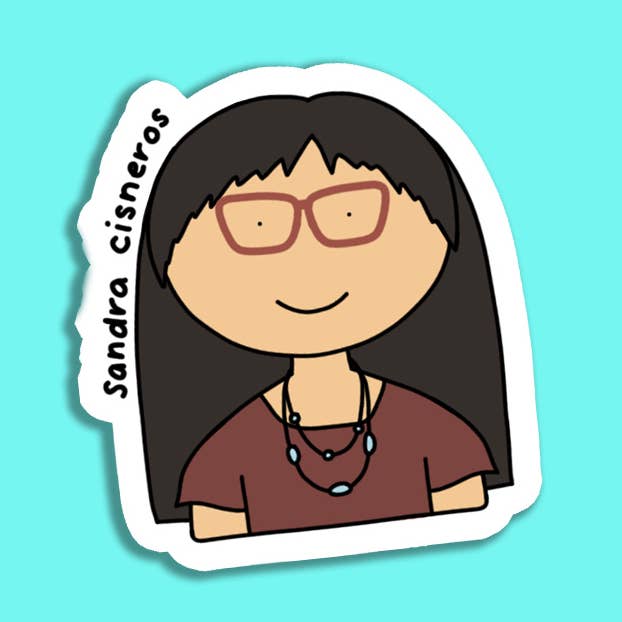 Sandra Cisneros 3" Vinyl Laptop Sticker for wholesale by Feminist Doodles