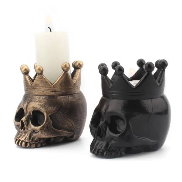3D Skull Candle Holder β Halloween Skeleton Resin Decor for wholesale by Buddha Ayurveda