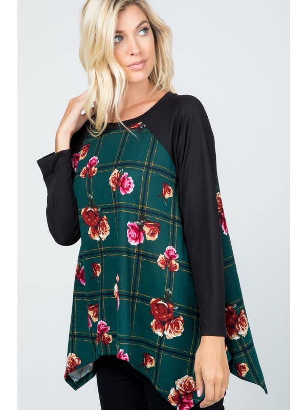 Rose Mellow Fashion - Wholesale Tunic - Women's - Sweater Plaid Shark Bite Tunic