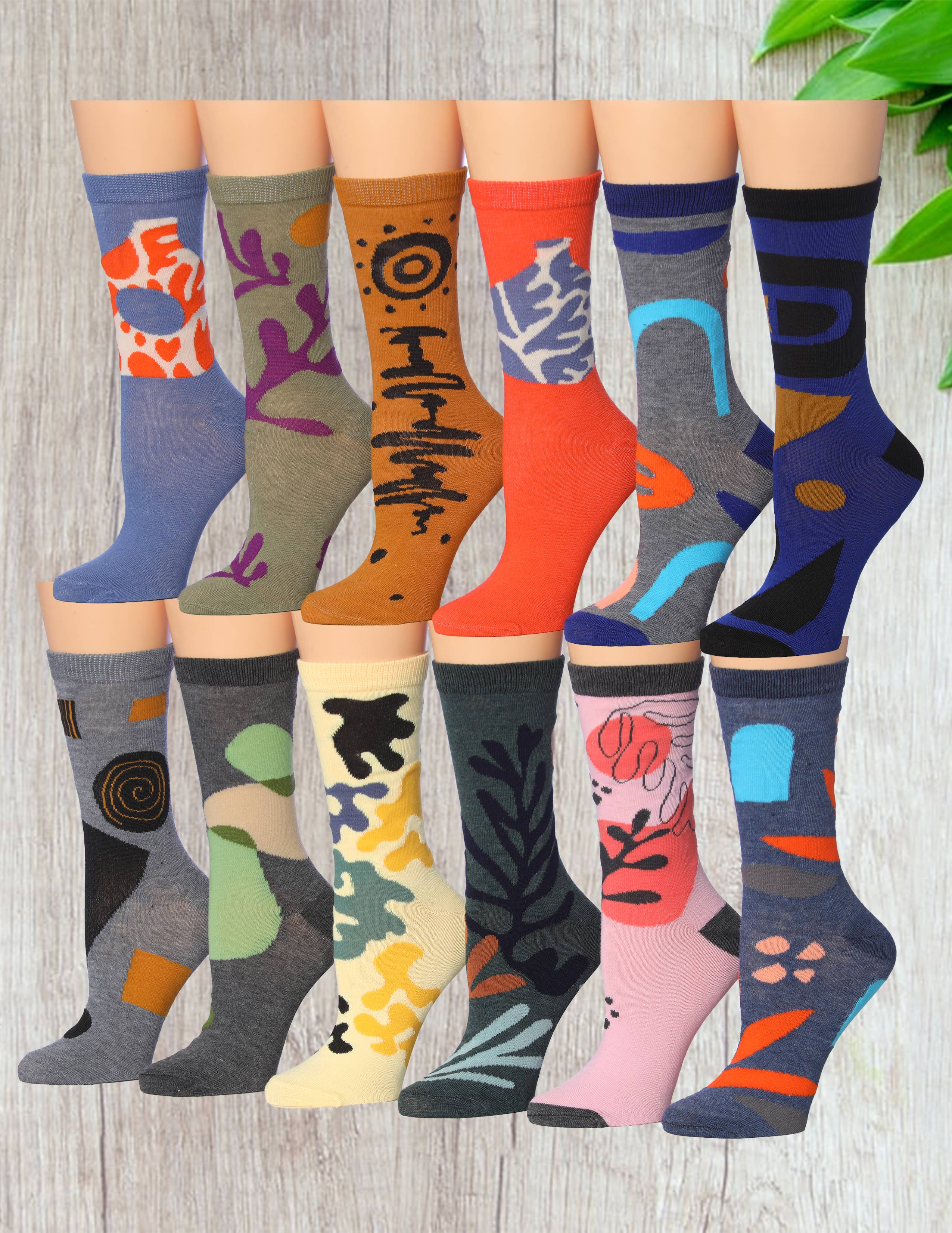 Isadora, Tipi toe, & James Fiallo - Wholesale Socks - Women's - Women Tipi Toe 6 Pack Colorful Funny Novelty Funky Cute Crew8