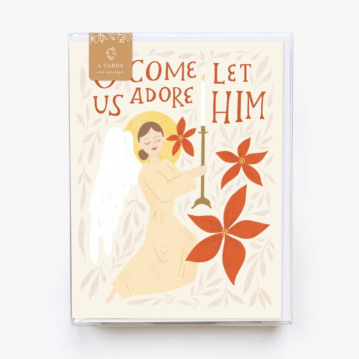 Adoring Angel Christmas Card - Box of 6 for wholesale by Gratia Design Co.