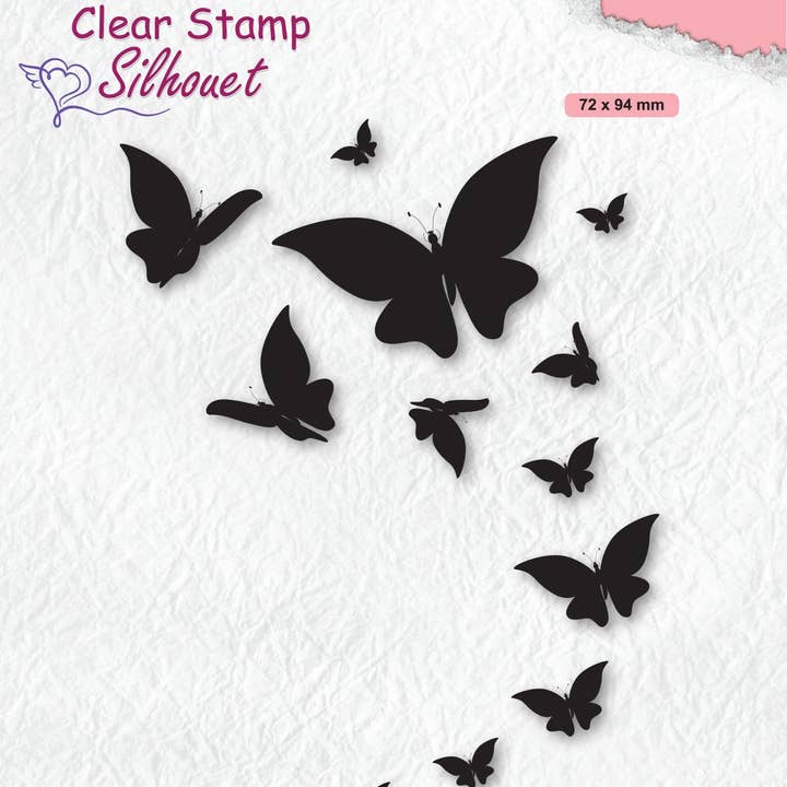 Ecstasy Crafts Distributing – Engroshandel Gummistempel/pyntestempel – Nellies valg klart stempel silhuet sommerfugle