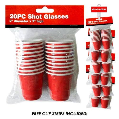 Deluxe Import Trading - Wholesale Disposable cup - 36Pcs 20 Pack Red Shot Cups 2" With 3 Clip Strips