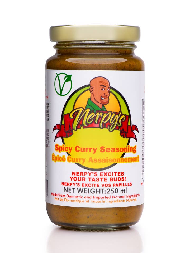 Assaisonnement épicé au curry Nerpy's pour la vente par Nerpy's Inc