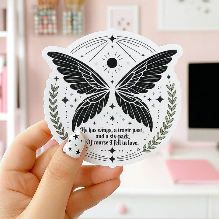 Auburn Row Design - Wholesale Sticker - He Has Wings Romantasy Die Cut Sticker2
