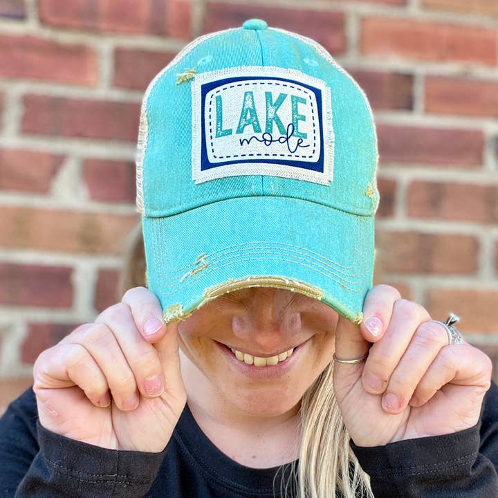 Lake Mode Azul Acid Washed Baseball Cap for wholesale by RiOak Design & Hat Co.