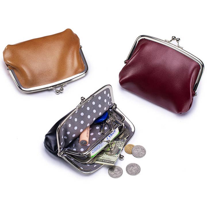 Vintage Leather Coin Wallet – Double Clip Pouch_CUAB00386 for wholesale by ACCITY