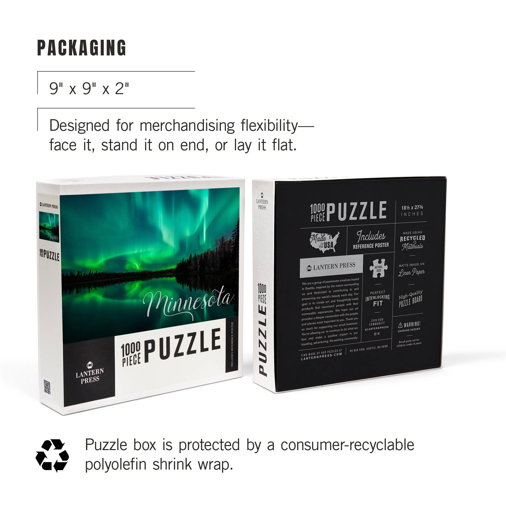 Lantern Press – wholesale Puzzle – Adult – 1000 PIECE PUZZLE Minnesota, Northern Lights over Lake7