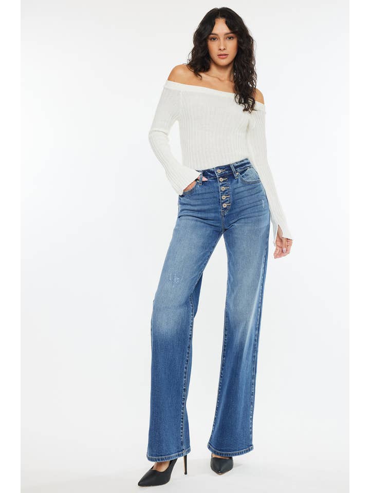 MEDIUM OPEN PACK ULTRA HIGH RISE 90’S FLARE JEANS-KC2578M for wholesale on Faire