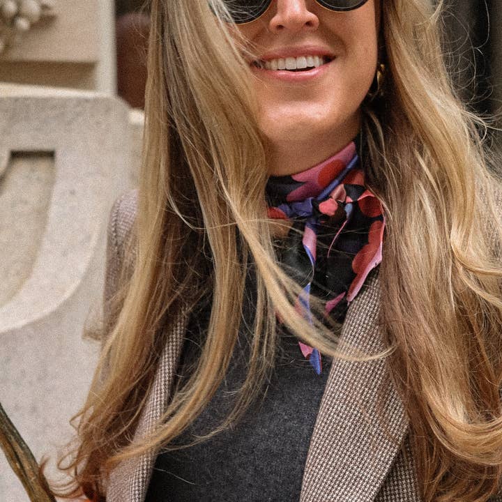 Abstract Blue Silk Scarf for wholesale by Ula Bloom