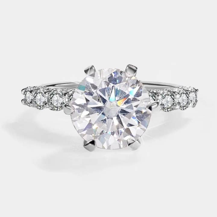 Color Moissanite pavé-forlovelsesring i 925 sterlingsølv for engroshandel hos Perimade & Co. LLC