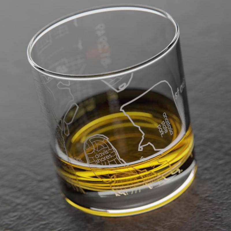 Well Told - Wholesale Drinking Glass/Cup - St Augustine, FL City Map - Etched Whiskey Rocks Glass3