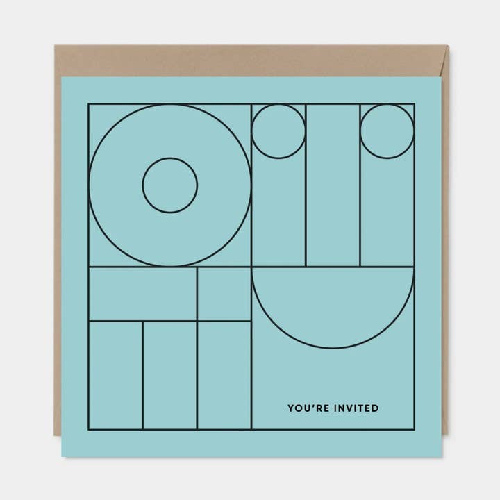 Invitation au dessin au trait moderne à motif géométrique carré pour la vente par The Design Craft