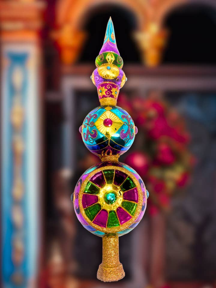 Sparkling Gems Holiday Polish Glass Christmas Finial for wholesale by Kenzies of London