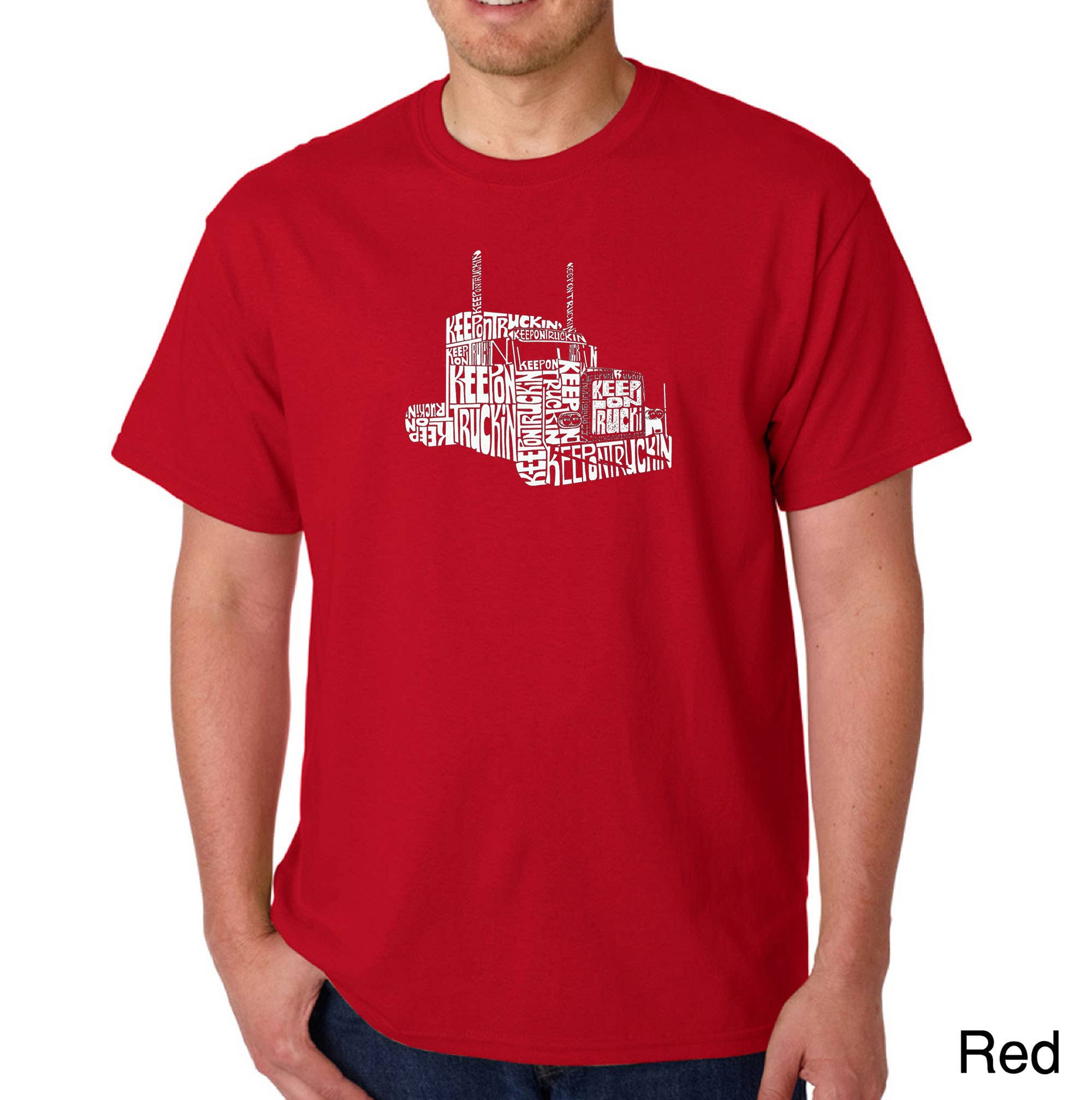 LA Pop Art - Wholesale Screen Printed T-Shirt - Men's - LA Pop Art Men's Word Art T-shirt - KEEP ON TRUCKIN'7