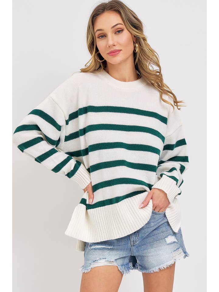 Sweet Lovely by Jen – wholesale Tunic sweater – Women’s – STRIPED PULLOVER OVERSIZE SWEATER9