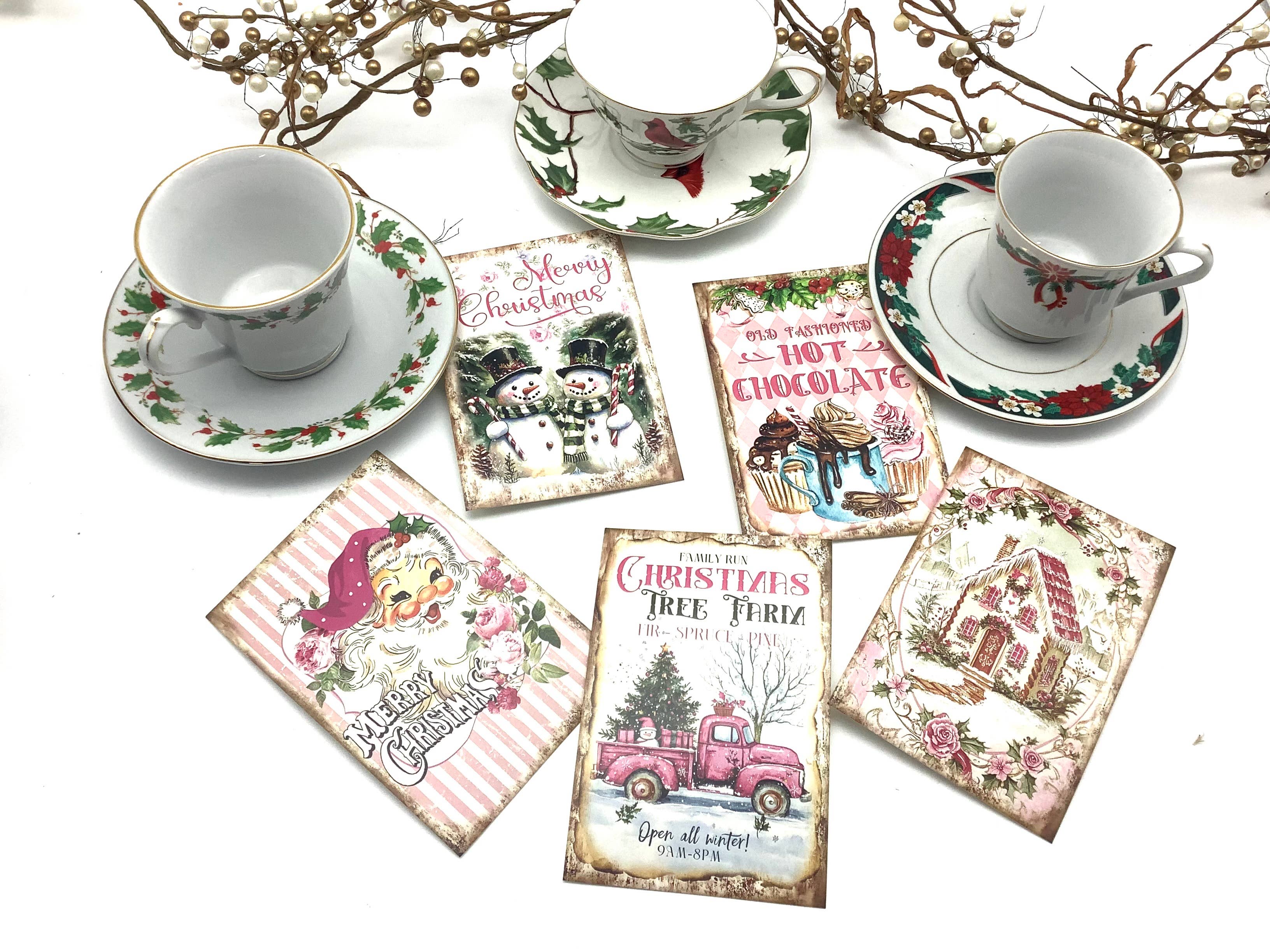 All Little Cute Things - Vente Sachets de thé - Carte postale vintage de Noël avec sachet de thé de fête2
