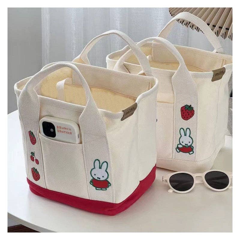 FurDecoration - Wholesale Tote Bag - Women's - Cute Rabbit Embroidered Canvas Tote Bag6