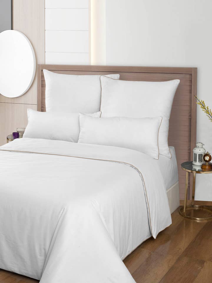 Deluxe bäddset 100 % bomull Mako satin Luxor vit för wholesale av Aymando Home