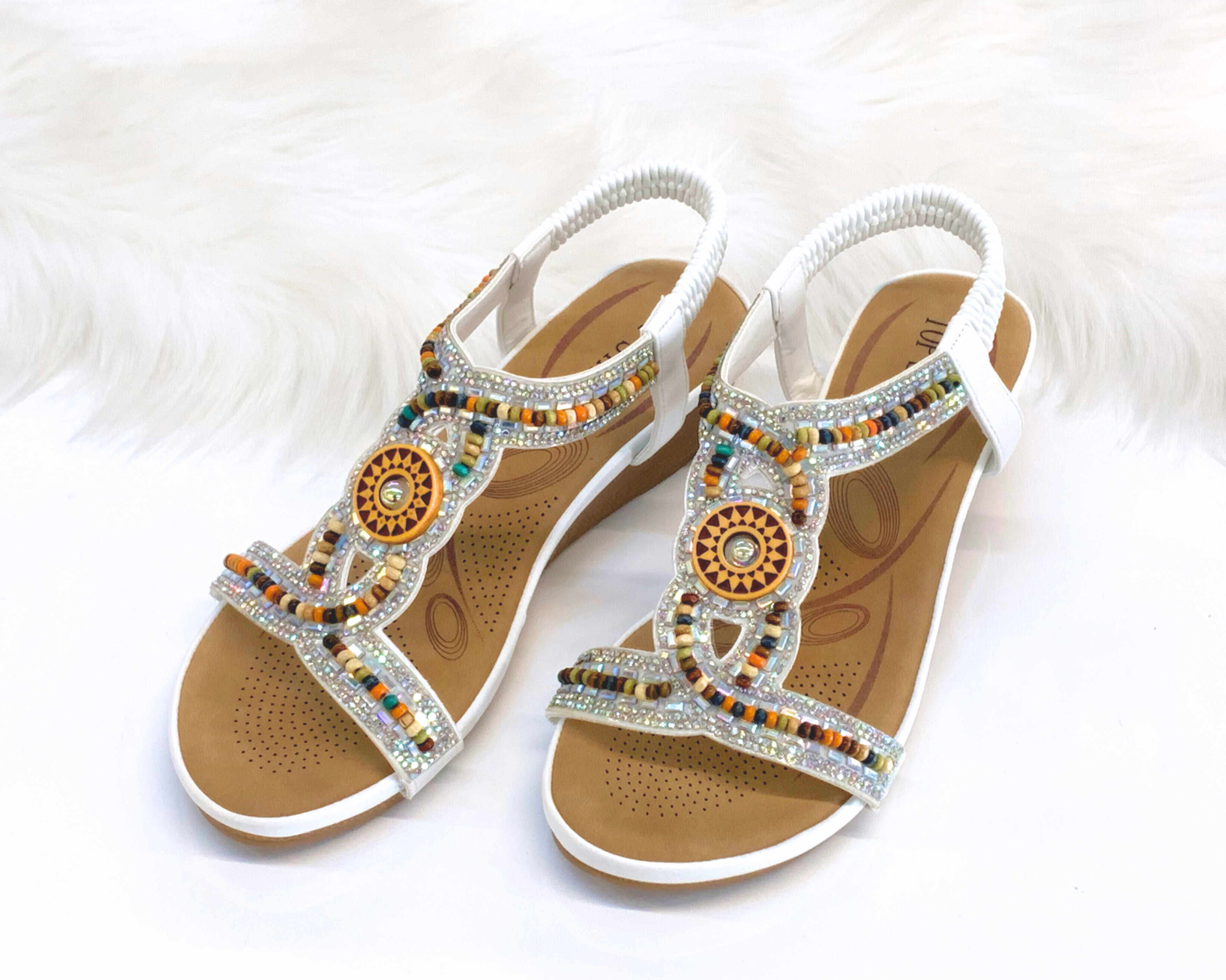 Top Staka – Großhandel Sandalen – Damen – Top Staka Damen Sandalen mit Perlen, elastisch, Slingback, flach17