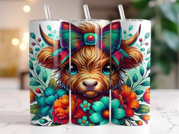 SubliMasterUK – wholesale Insulated mug/tumbler – Highland Cow / Handmade Tumbler Stainless Steel -20 OZ/ With Straw.8