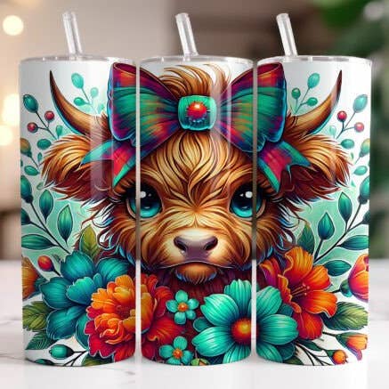 SubliMasterUK – wholesale Insulated mug/tumbler – Highland Cow / Handmade Tumbler Stainless Steel -20 OZ/ With Straw.8