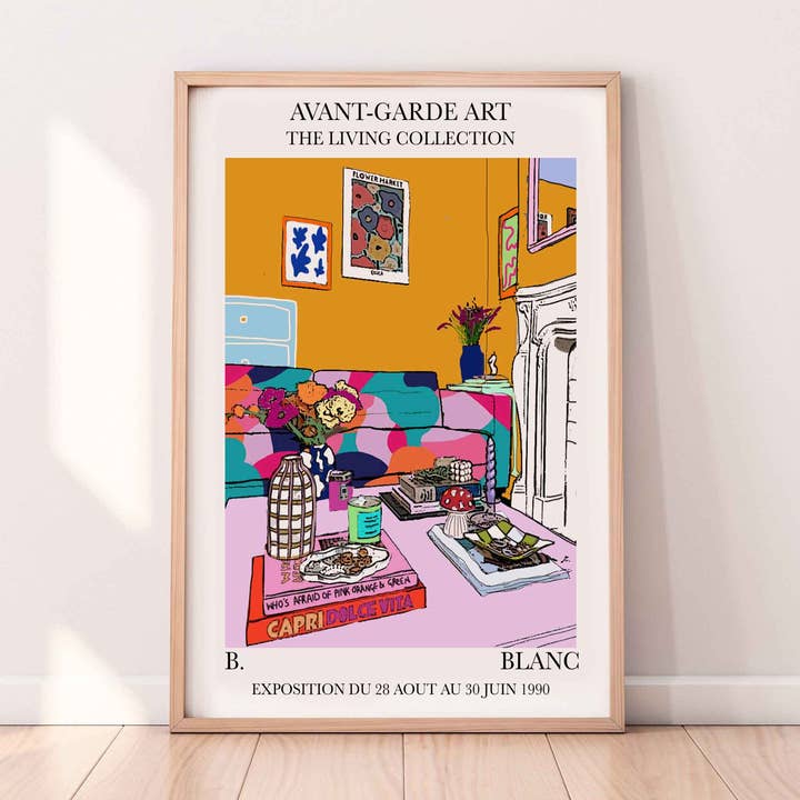 Orange Living A3 Print for wholesale by BLANC Prints UK