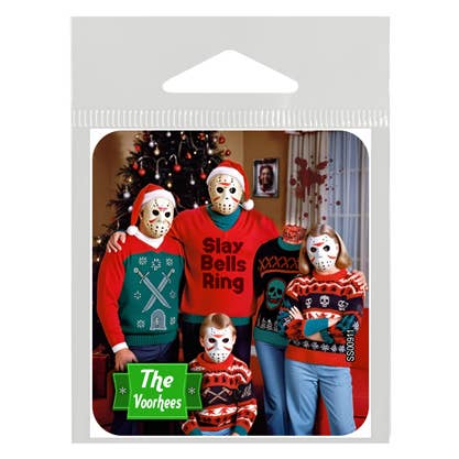 The Voorhees - Christmas family portrait parody sticker for wholesale by SJT Enterprises, Inc.