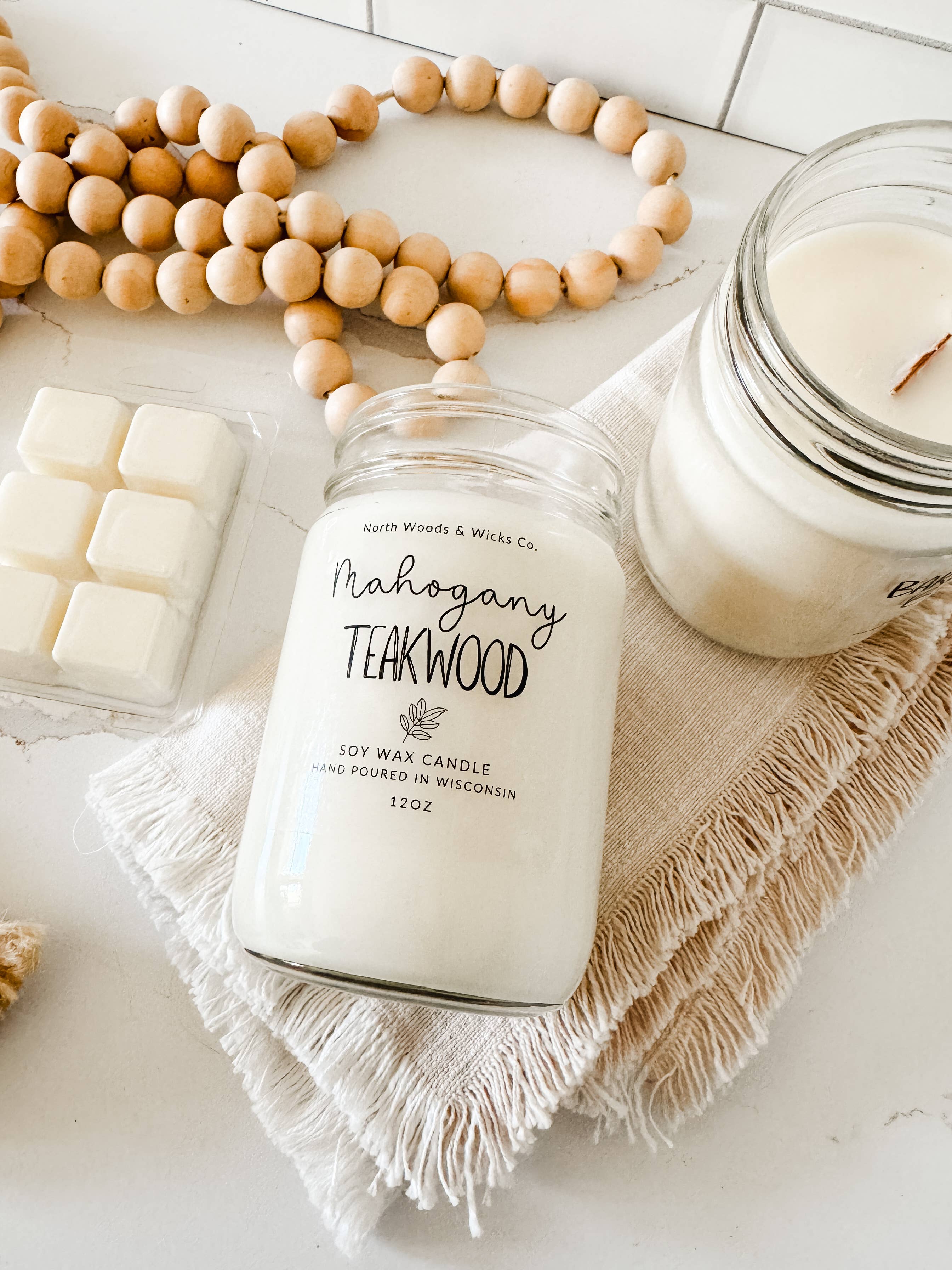 North Woods & Wicks Co - Wholesale Jar/Filled Candle - Mahogany Teakwood 12oz Soy Candle2