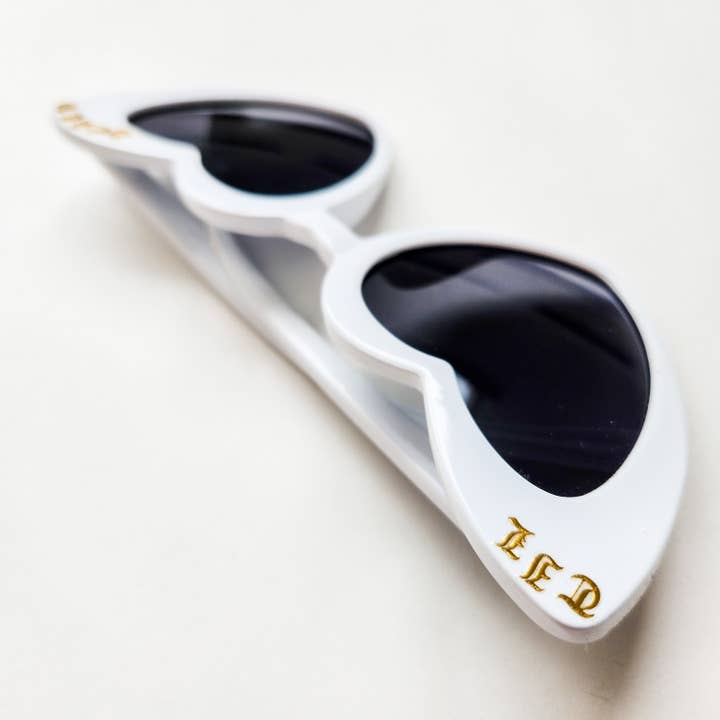 Lovesick Rebel - Wholesale Sunglasses – Women's - Til Death White Heart Sunglasses Gold Font4