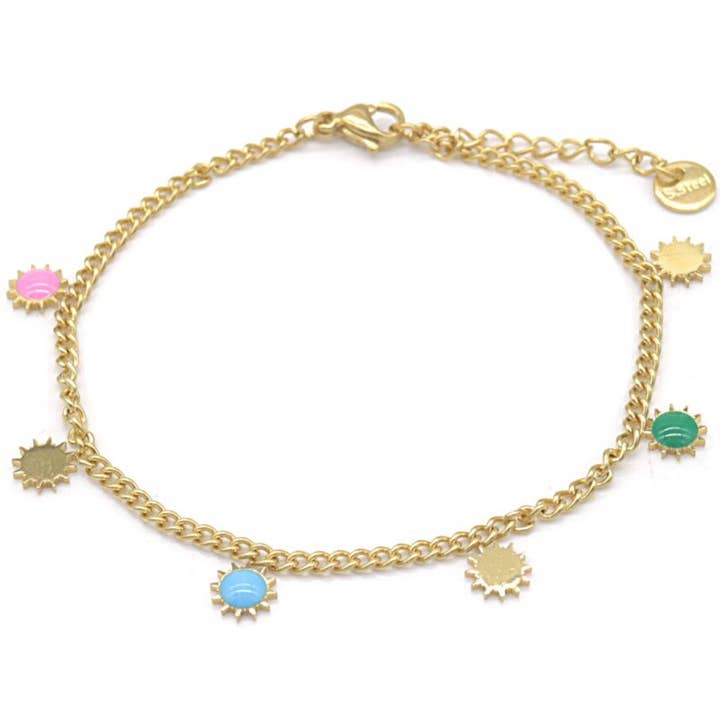 Officielmode - Venta al por mayor Pulseras de cadenas y eslabones - Brazalete multicolor de acero inoxidable Sun Gold