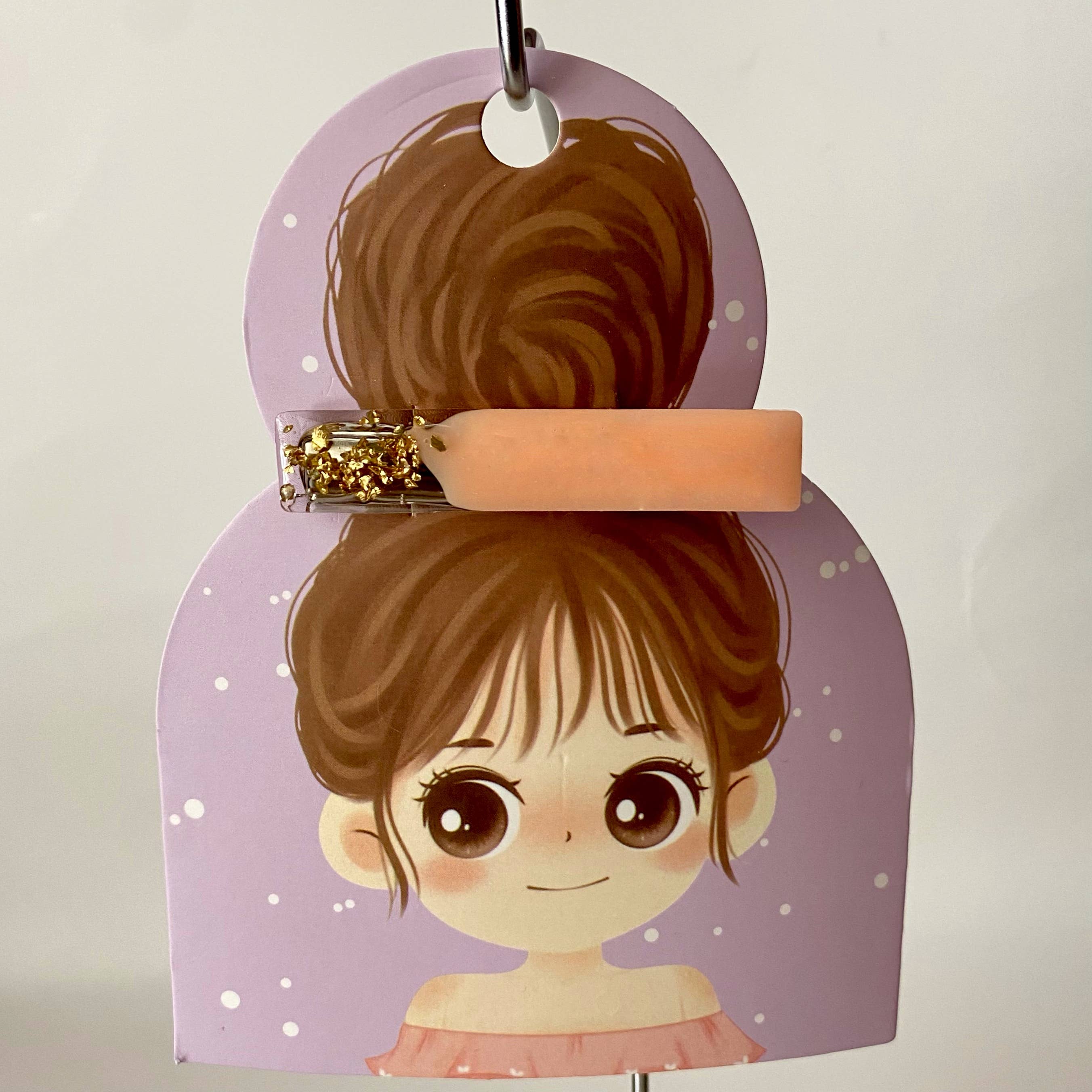 GRL PWR Jewelry - Wholesale Hair Clip - Women's - Peach Fuzz Sparkle Bar Hair Clip1