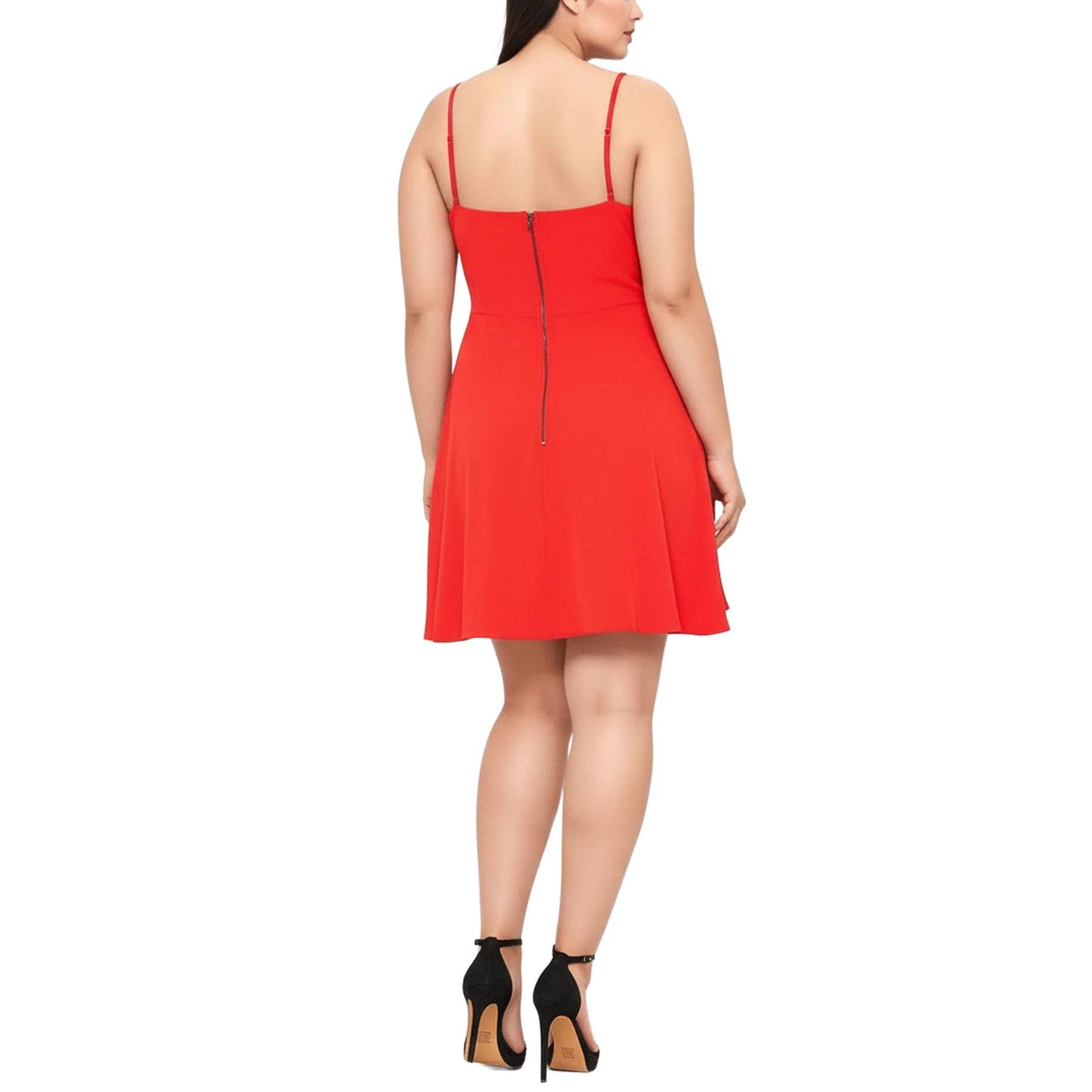 Nurode's Plus Size V-neck Cocktail Dress in Poppy Red for wholesale on Faire4