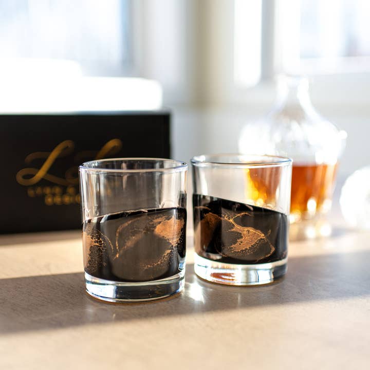 Lynn & Liana Designs - Wholesale Cocktail/Liquor Glass - NEW!!! Resin Coated Old Fashioned Whisky Glasses -NO TARIFFS30