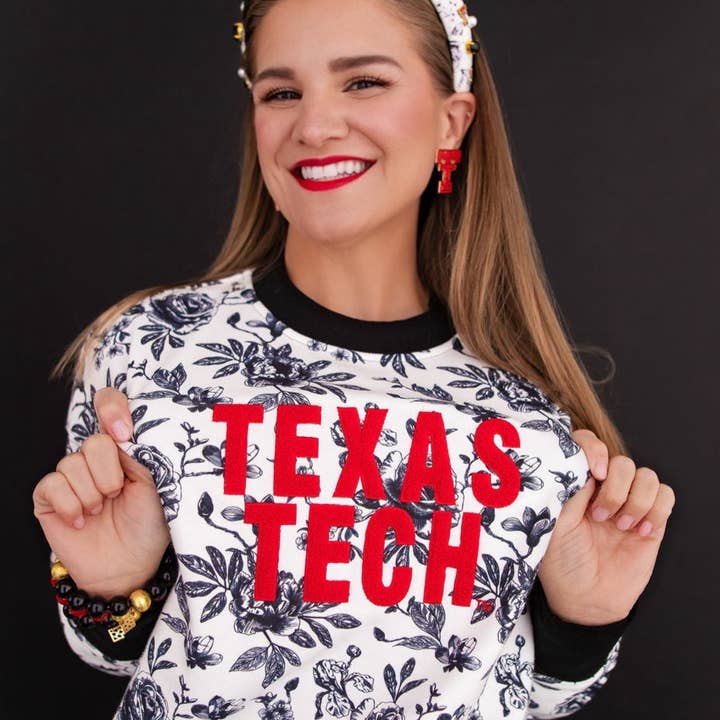 Sudadera con estampado floral de Texas Tech para venta al por mayor de Brianna Cannon