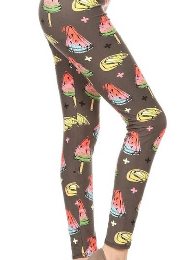 Leggings Fun Fruity Watermelon & Lemon Print TAMANHO ÚNICO por atacado de Love 4 Leggings