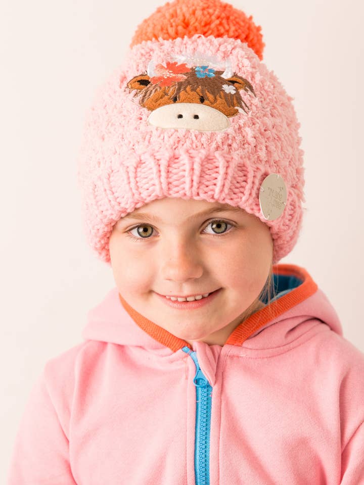 Bonnie Highland Cow Winter Hat & Mittens for wholesale by Blade and Rose Limited