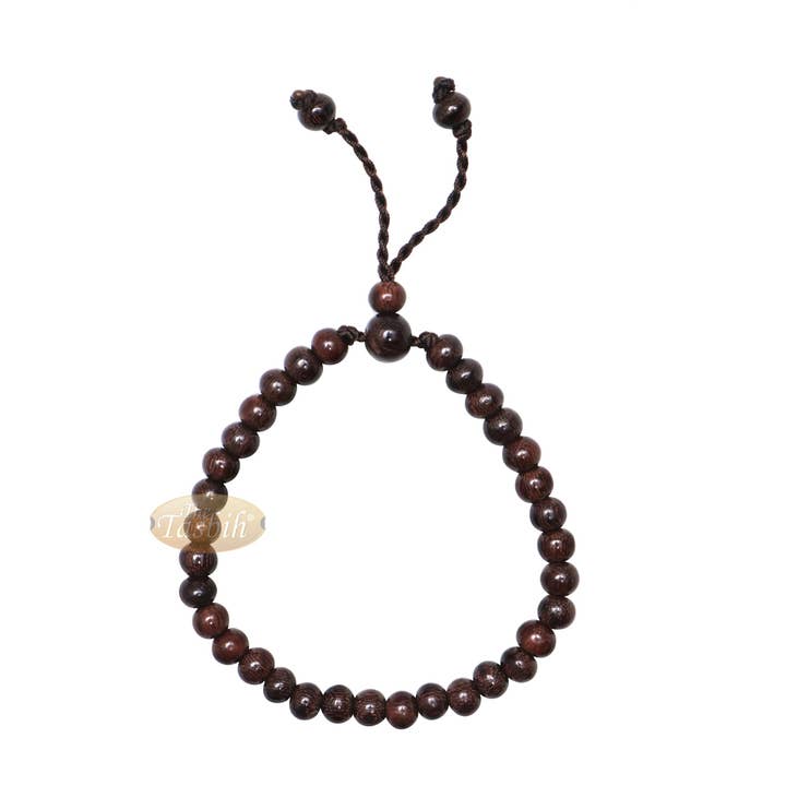 IndoMode - Venta al por mayor Pulseras de cuentas de oración - Pulsera Tasbih hecha a mano, 33 unidades, ajustable, 5,5 x 6,5 mm, madera de tamarindo