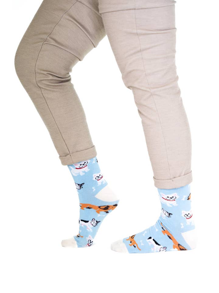 Billy Brown - Wholesale Socks - Unisex - Seamless Light Blue Organic Cotton Dog Socks1