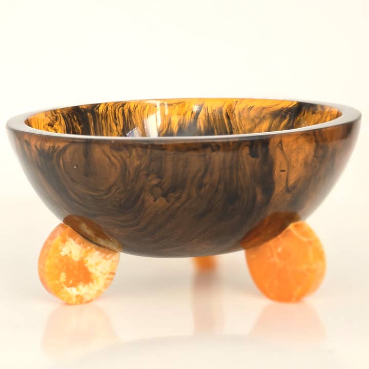 Gibb & Daan - Wholesale Serve Bowl - Hand Poured Resin Salad Serving Bowl - Gorgeous Orange Legs
