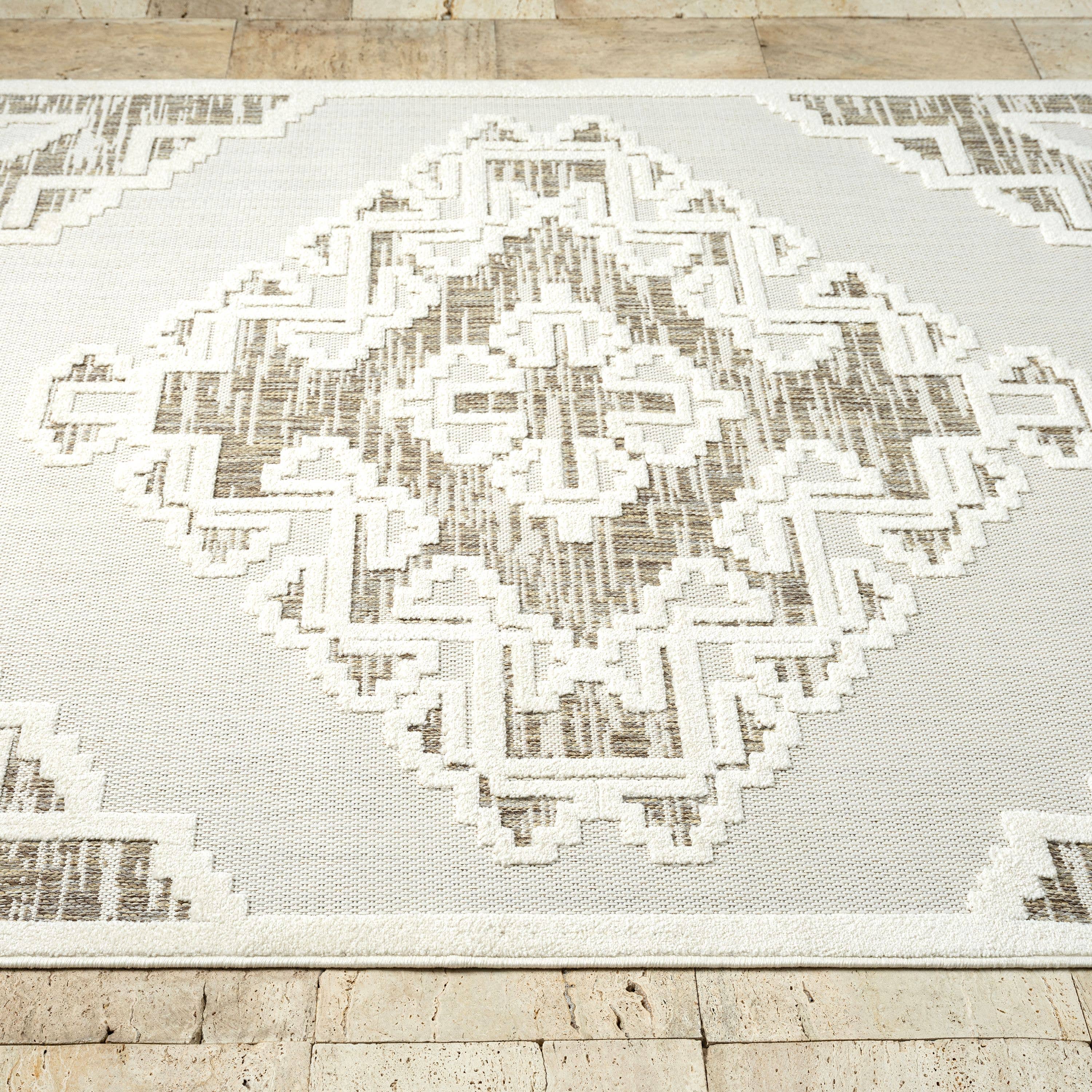 Abani Rugs - Wholesale Area Rug - Abani Indoor/Outdoor Tribal Medallion Beige Area Rug4