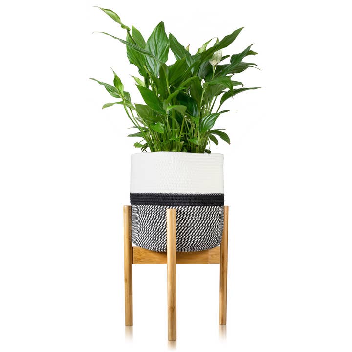 Alfie & Gem - Wholesale Plant Pot Stand - Bamboo Mid Century Plant Stand with Adjustable Width