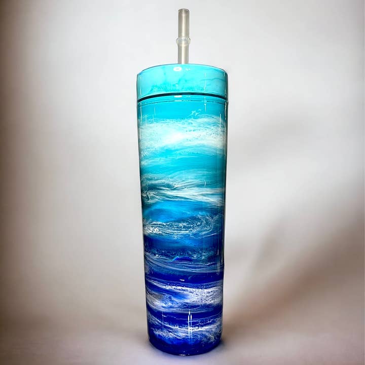 Whimsy and Willow – wholesale Wine glass – Blue Waves Wine Glasses and Drinkware-Handmade